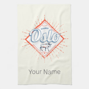Oslo Capital Norway Retro Moose Vintage Souvenir Kitchen Towel