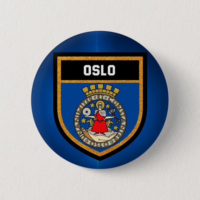 Oslo Flag 2 Inch Round Button (Front)