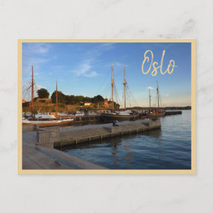 Oslo Harbor with text Postcard