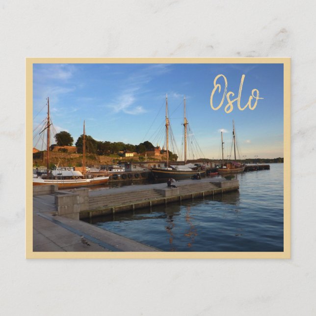 Oslo Harbor with text Postcard (Front)