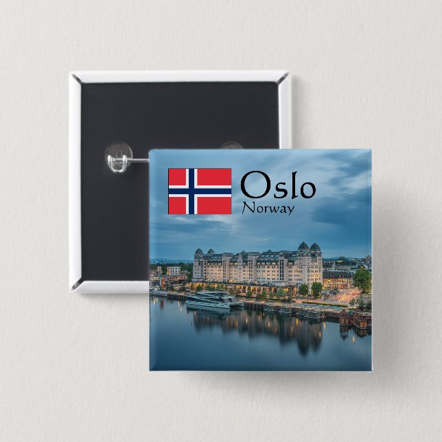 Oslo Norway 2 Inch Square Button (Front & Back)