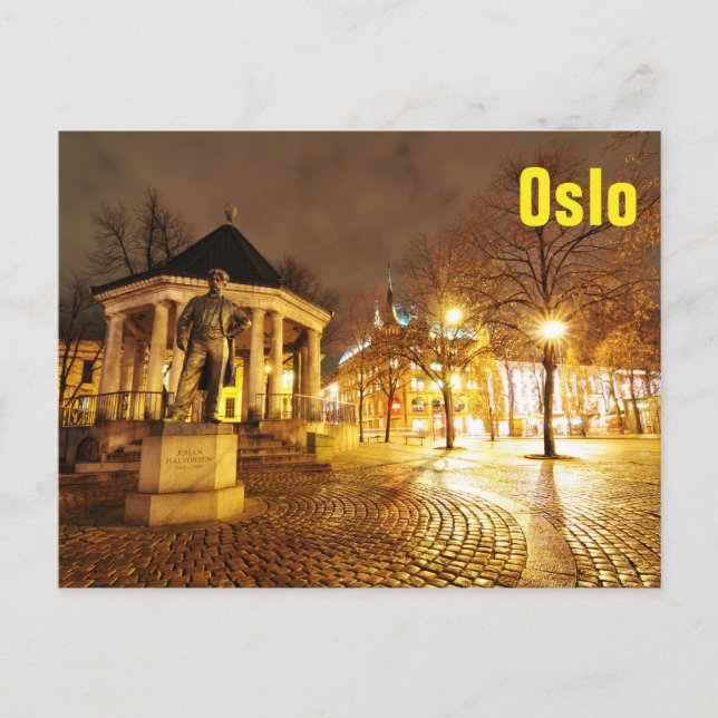 Oslo, Norway at night Postcard (Front)