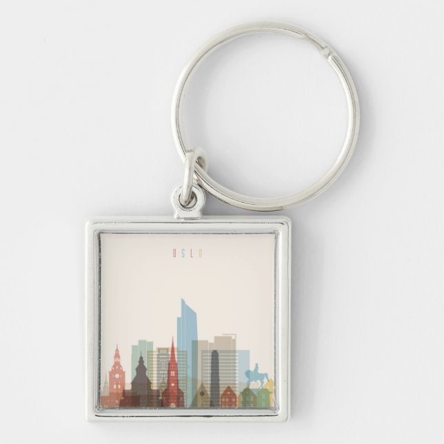 Oslo, Norway | City Skyline Keychain (Front)