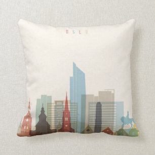 Oslo, Norway   City Skyline Throw Pillow