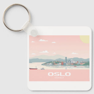 Oslo Norway Fjord Pastel Travel  Keychain