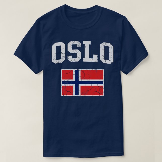 Oslo Norway Flag Norwegian Norge T-Shirt (Design Front)
