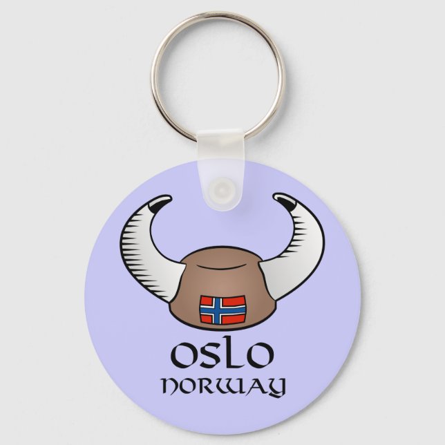Oslo Norway Viking Hat Keychain (Front)
