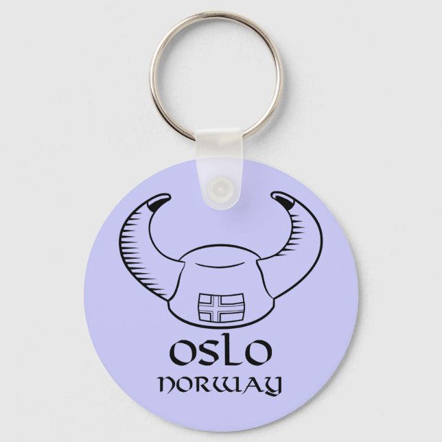 Oslo Norway Viking Hat Keychain (Front)
