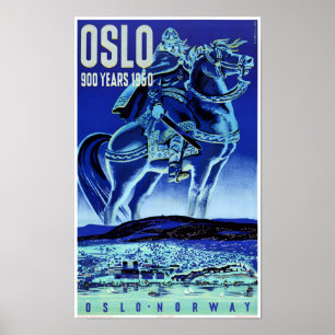 Oslo Norway Vintage Travel Poster Restored