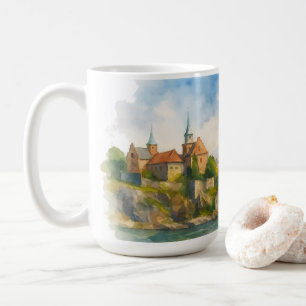 Oslo Norway Watercolor, Scandinavian Cityscape Art Coffee Mug