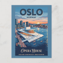 Oslo Opera House Norway Vintage Travel Poster