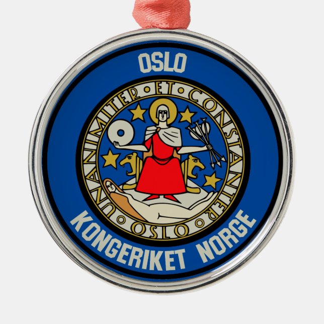 Oslo Round Emblem Metal Ornament (Front)
