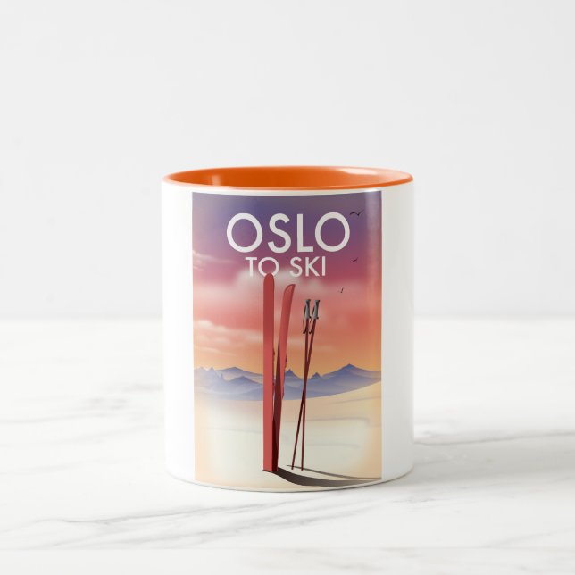 Oslo To Ski Two-Tone Coffee Mug (Center)