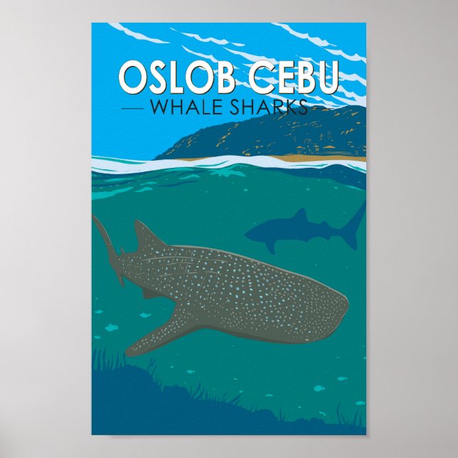 Oslob Cebu Philippines Whale Shark Travel Vintage Poster (Front)