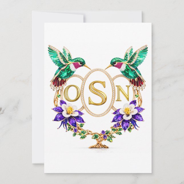 OSN Hummingbird Wedding Any Letters Custom CO Invitation (Front)