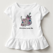 OSo Cute "Grandma Loves Me," Cat Ruffled Tee