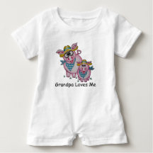 OSo Cute "Grandpa Loves Me" Piggy Baby Romper
