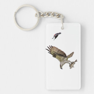 Osprey being chased by a red winged blackbird keychain