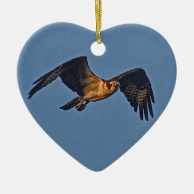 Osprey Fish Eagle Flying at Sunset Ceramic Ornament (Front)
