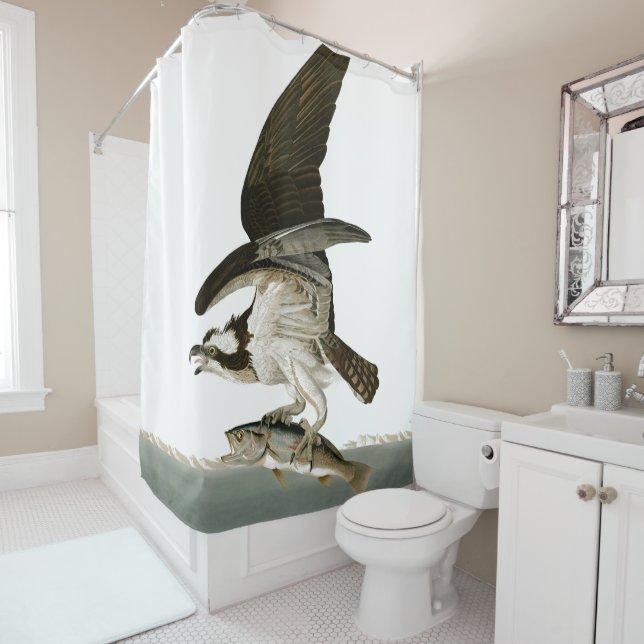 Osprey Fish Hawk Bird Ocean Audubon Shower Curtain (In Situ)