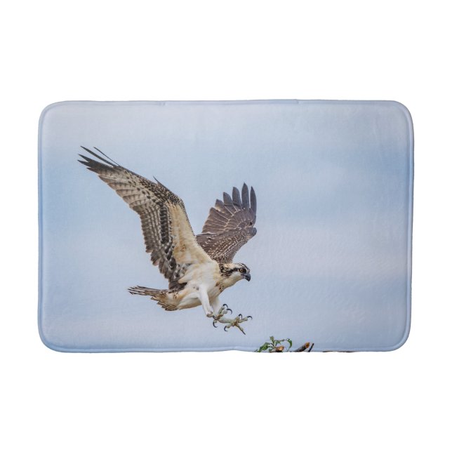 Osprey landing in the nest bath mat (Front)