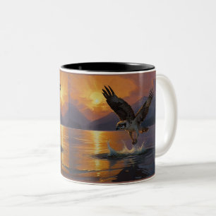 Osprey Makes a Catch at Dusk Two-Tone Coffee Mug