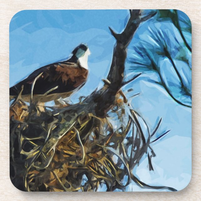 Osprey on the Nest Abstract Impressionism Coaster (Front)
