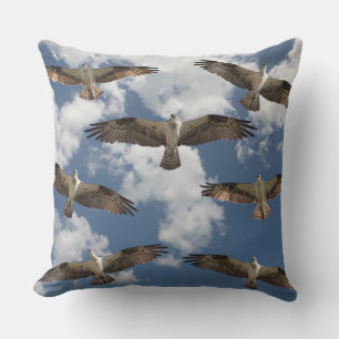 Osprey parade in the sky throw pillow