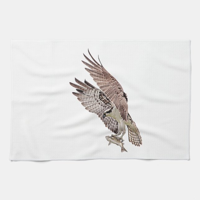 Osprey with a fish kitchen towel (Horizontal)