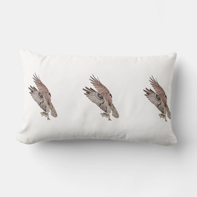 Osprey with a fish lumbar pillow (Front)