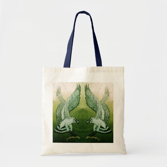 Ospreys Budget Tote Bag in Natural & Navy (Front)