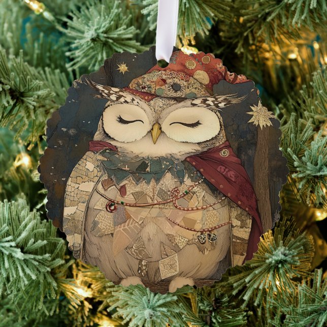 Osric the Owl | Woodland Whimsy  Ornament Card (Insitu (Tree))