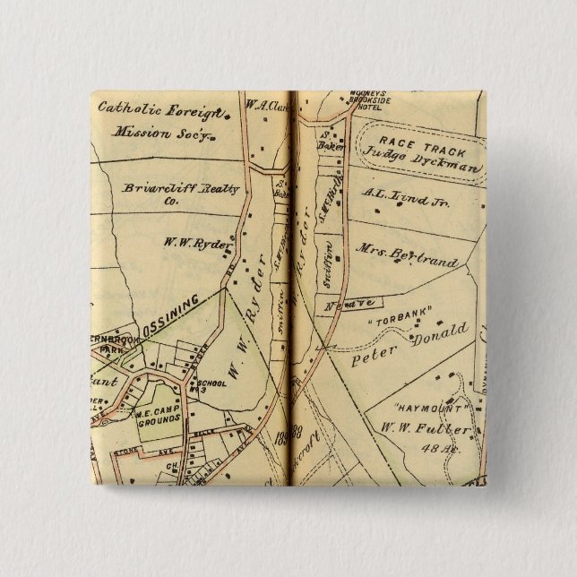 Ossining, New York 2 Inch Square Button (Front)