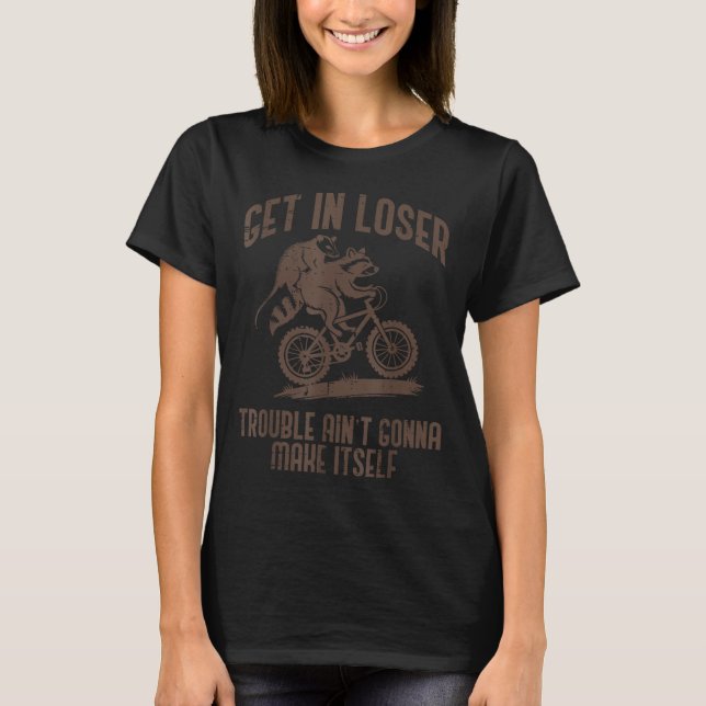 Ossum Get In Loser Trouble Funny Ssum Raccoon Men  T-Shirt (Front)