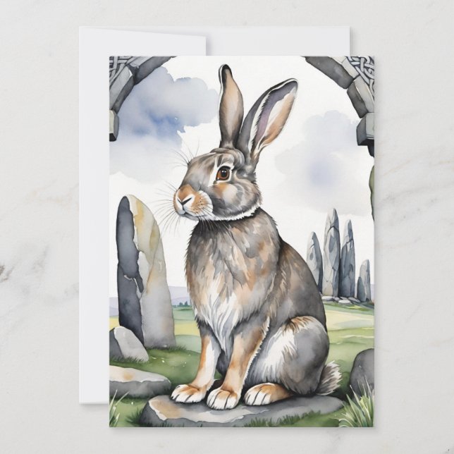 Ostara Bunny Spring Equinox Eostre Wicca Holiday Card (Front)