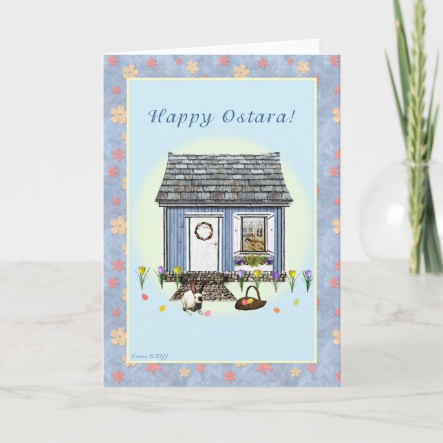 Ostara heureux - carte de note de blanc de Chambre (Devant)