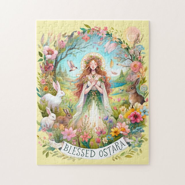 Ostara Pagan Holiday Spring Equinox Goddess Bunny Jigsaw Puzzle (Vertical)