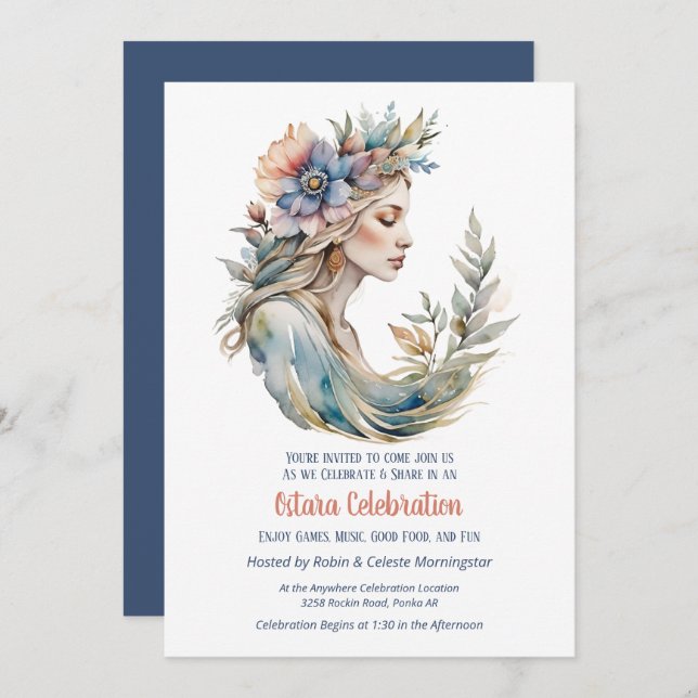Ostara Spring Equinox Flower Goddess Sabbat Invitation (Front/Back)