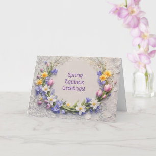 Ostara Spring Equinox Greetings Flowers Wreath Card