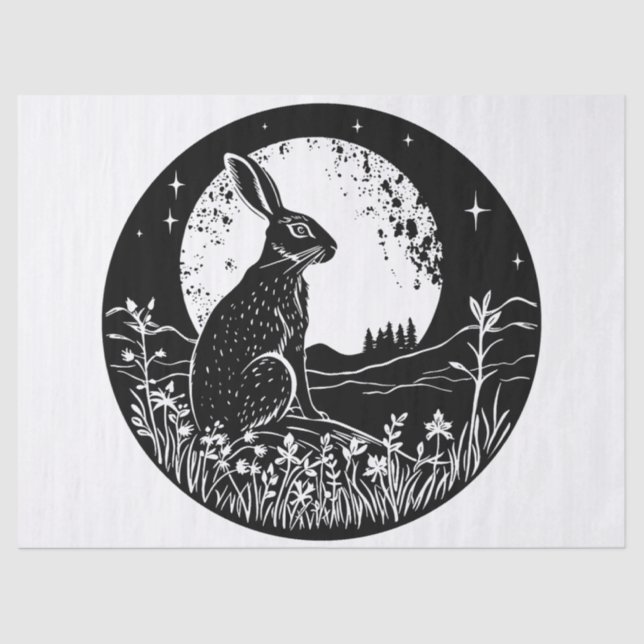 Ostara Wiccan Magic Hare Silhouette Decoupage Tissue Paper (Front)