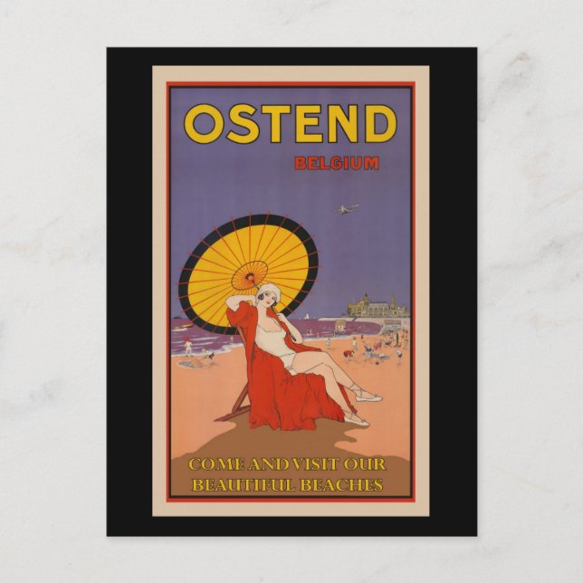 Ostend, Belgium vintage travel poster, Postcard (Front)