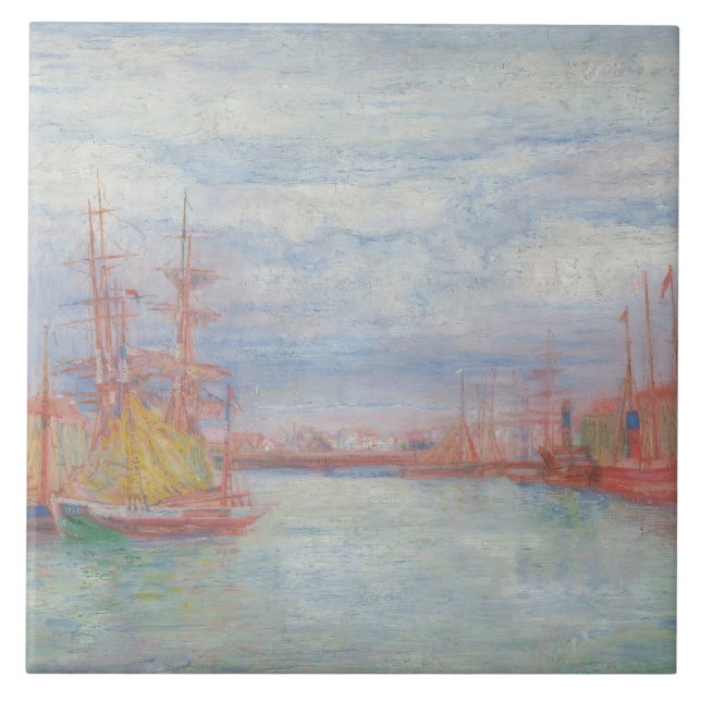 Ostend Harbour by James Ensor (1900) Tile (Front)