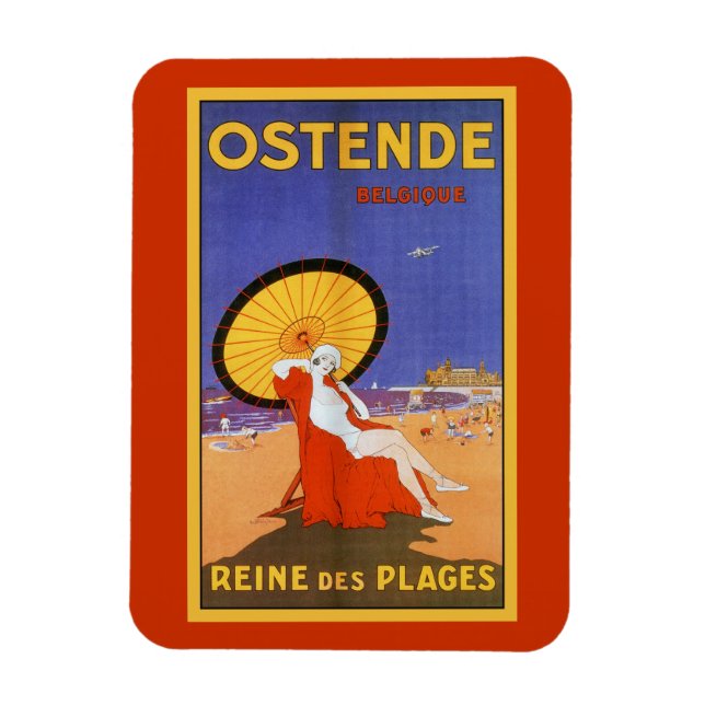 Ostend Queen of beaches 1920s beauty summer travel Magnet (Vertical)