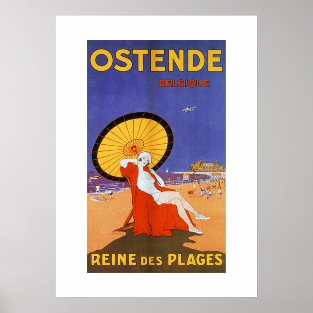 Ostend Queen of beaches 1920s beauty summer travel Poster (Front)