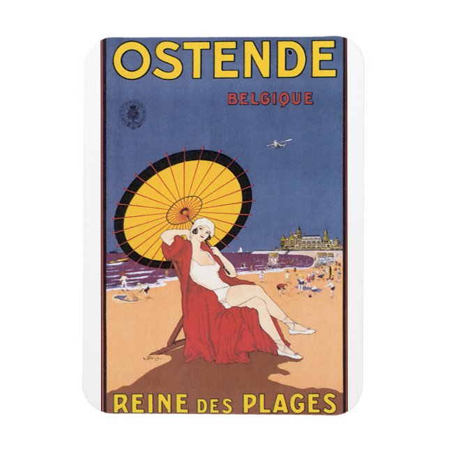 Ostende-Belgique Vintage Travel Poster Magnet (Vertical)