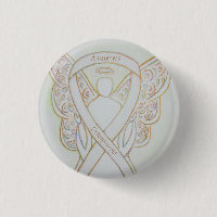 Osteoporosis Awareness Angel White Ribbon Art Pin
