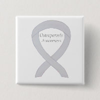 Osteoporosis Awareness White Ribbon Custom Art Pin