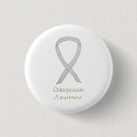 Osteoporosis Awareness White Ribbon Custom Art Pin
