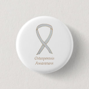 Osteoporosis Awareness White Ribbon Custom Art Pin