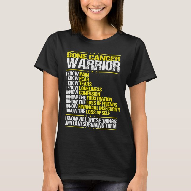 Osteosarcoma Cancer Awareness Bone Yellow Ribbon T-Shirt (Front)